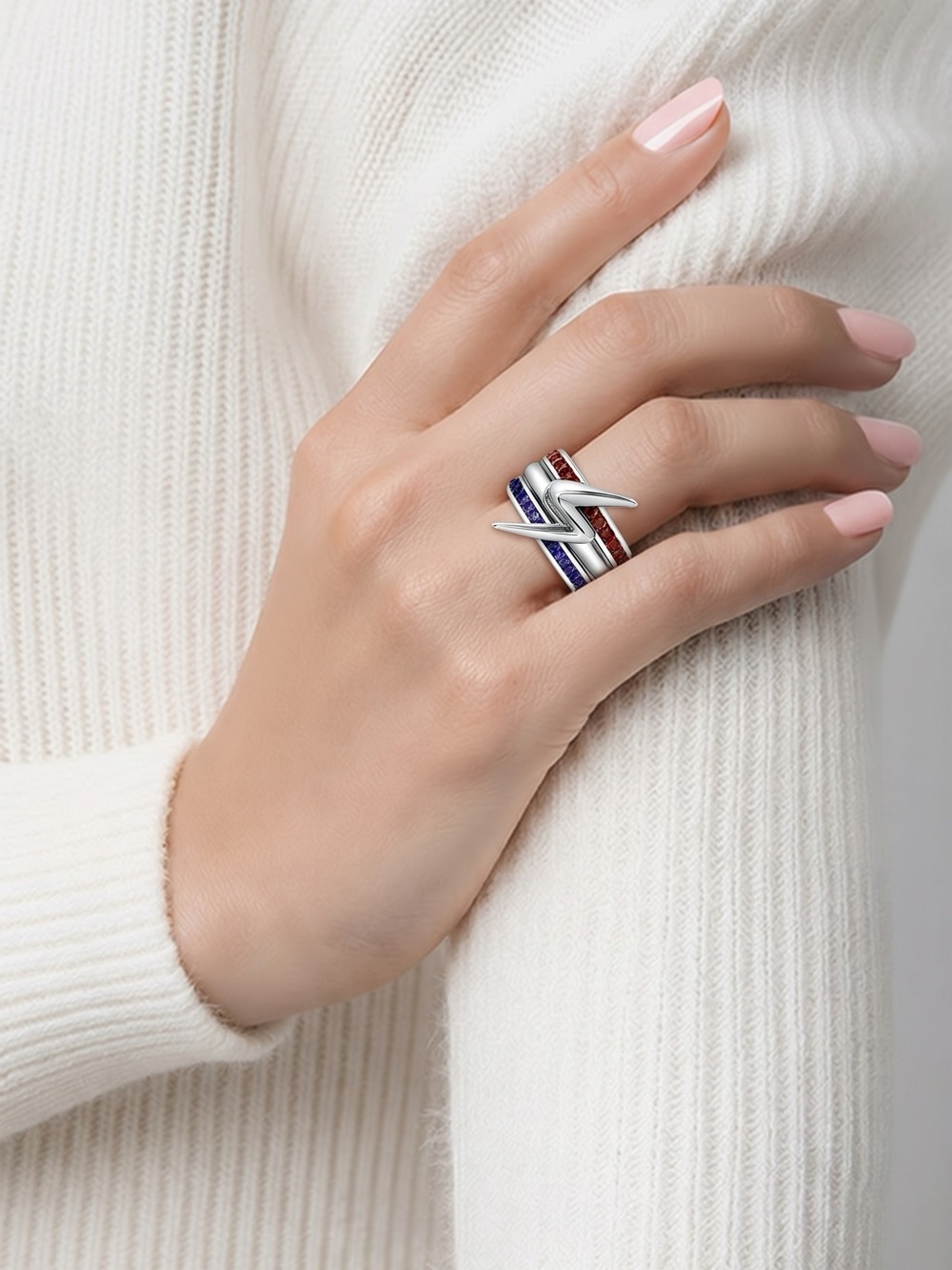 Marvel Stu RockLove Ms. Lightning Bolt Stacker Rings Size 6 925 Sterling Silver
